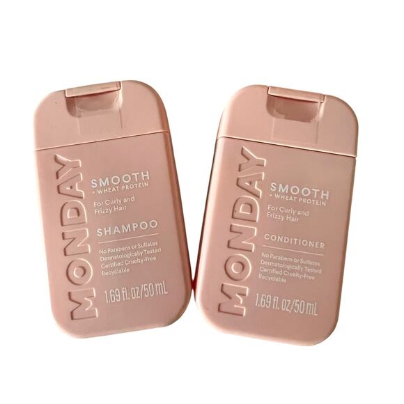 NEW MONDAY Smooth+Wheat Protein Mini Shampoo Conditioner 1.69 OZ Travel 4Pk - Picture 2 of 5